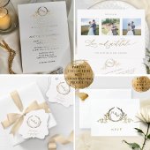 Elegante Monogram QR-code van de echte Folie RSVP  Folie Kaarten