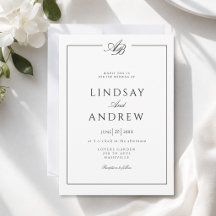 Elegante Monogram Rand Witte Trouwdag