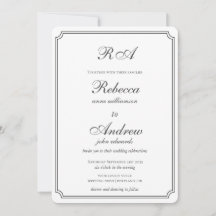 Elegante monogram randen zwart-wit trouw i