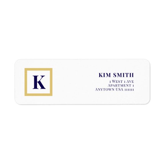 Elegante Monogram Retouradreslabels Etiket (Voorkant)