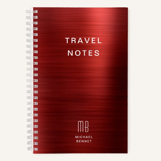 Elegante Monogram Rode Reis Notitieboek (Voorkant)
