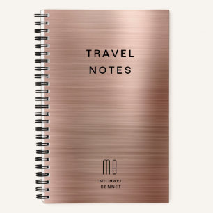 Elegante Monogram Rose Goud Reis Notitieboek