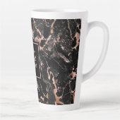 Elegante Monogram Rose Goud Zwarte Marmer Latte Mok (Rechts)