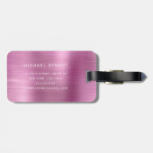 Elegante Monogram Roze Bagagelabel (Achterkant horizontaal)