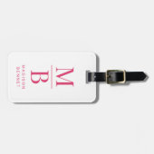 Elegante Monogram Roze Bagagelabel (Voorkant horizontaal)