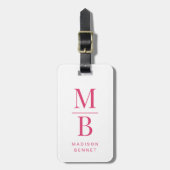 Elegante Monogram Roze Bagagelabel (Voorkant verticaal)