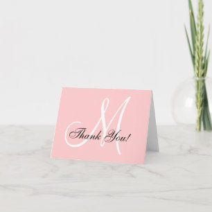 Elegante Monogram Roze Bedankkaart
