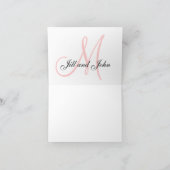 Elegante Monogram Roze Bedankkaart (Binnen)