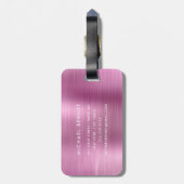 Elegante Monogram Roze Geborsteld Metaal Bagagelabel (Achterkant verticaal)
