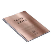 Elegante Monogram Roze Goud Reis Notitieboek (Rechterzijde)