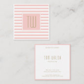 Elegante monogram roze goud tekst modern vierkante visitekaartje (Voorkant / Achterkant)