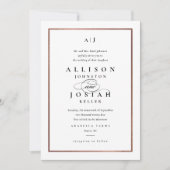 Elegante Monogram Roze Gouden Bruiloft Kaart (Voorkant)