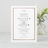 Elegante Monogram Roze Gouden Bruiloft Kaart (Staand voorkant)