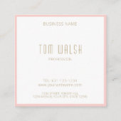 Elegante monogram roze gouden tekst modern vierkante visitekaartje (Achterkant)