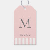 Elegante Monogram Roze & Grijs  Cadeaubijslaters Cadeaulabel (Voorkant)