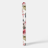 Elegante monogram roze ponsettia iPad case (Achterkant / Links)