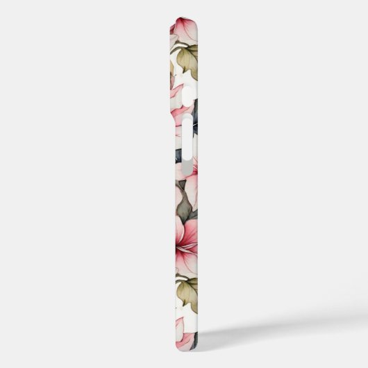 Elegante monogram roze ponsettia iPad case (Achterkant / Links)