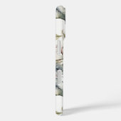 Elegante monogram roze ponsettia iPad case (Achterkant / Rechts)