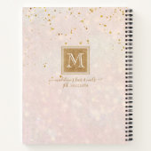 Elegante Monogram Roze Roze Goud Glitters Glans Notitieboek (Achterkant)