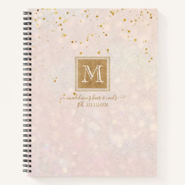 Elegante Monogram Roze Roze Goud Glitters Glans Notitieboek