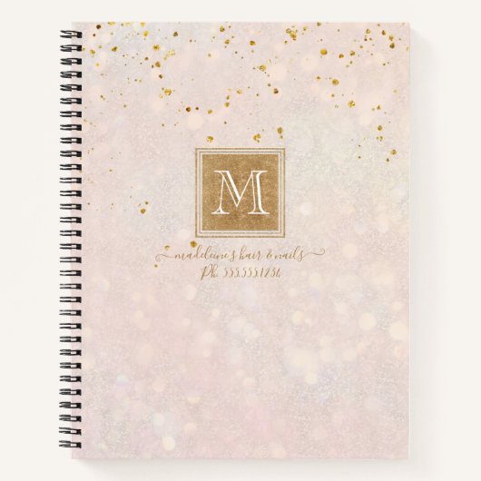 Elegante Monogram Roze Roze Goud Glitters Glans Notitieboek (Voorkant)