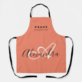Elegante Monogram Roze Witte Script Beste Chef Naa Schort (Voorkant)