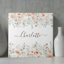 Elegante Monogram Rustieke Roos Bloemengroen