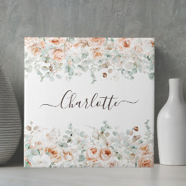 Elegante Monogram Rustieke Roos Bloemengroen Tegeltje