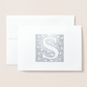 Elegante Monogram S Wenskaart Vintage Bloemen Folie Kaarten