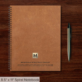 Elegante Monogram Sable Leather Print Spiraal Notitieboek