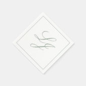 Elegante Monogram Sage Green Eenvoudig Script Wedd Servet (Hoek)