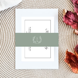 Elegante Monogram Sage Groene Botanische Krans Uitnodigingen Wikkel
