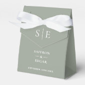 Elegante Monogram Sage Groene Bruiloft Bedankdoosjes (Voorkant Zijde)