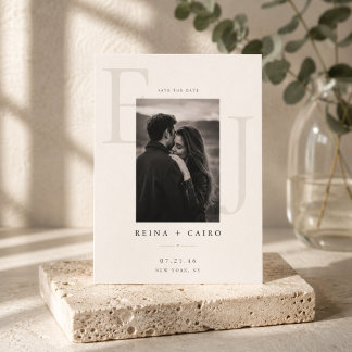 Elegante Monogram Save The Date Foto Kaart