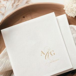 Elegante Monogram Script Ampersand Trouw Goud Folie Servetten