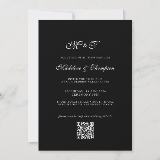 Elegante Monogram Script Foto Traditionele bruilof Kaart (Voorkant)