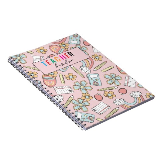 Elegante Monogram Script Kantoor School 3 Ring Bin Notitieboek (Rechterzijde)