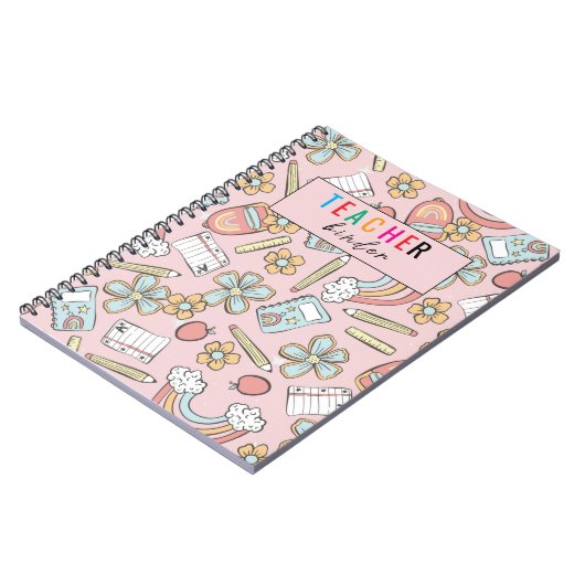 Elegante Monogram Script Kantoor School 3 Ring Bin Notitieboek (Linkerzijde)