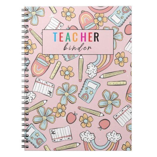 Elegante Monogram Script Kantoor School 3 Ring Bin Notitieboek (Voorkant)