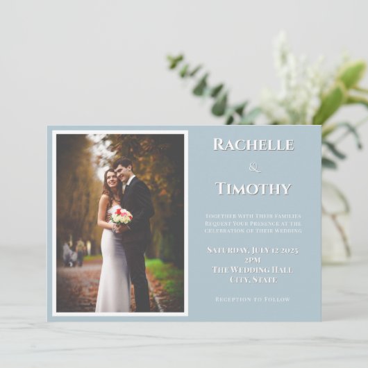 Elegante Monogram Script Kleur Foto bruiloft Kaart (Staand voorkant)