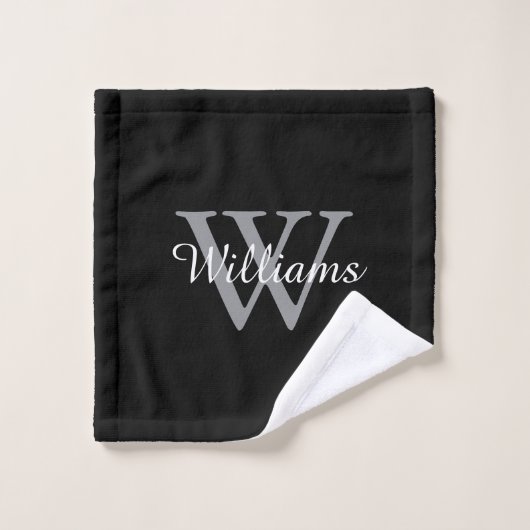 Elegante Monogram Script Naam Bad Handdoek (Wasdoekje)