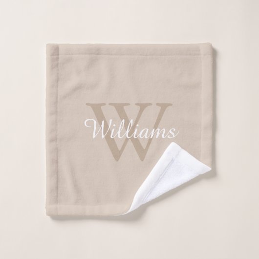 Elegante Monogram Script Naam Bad Handdoek (Wasdoekje)