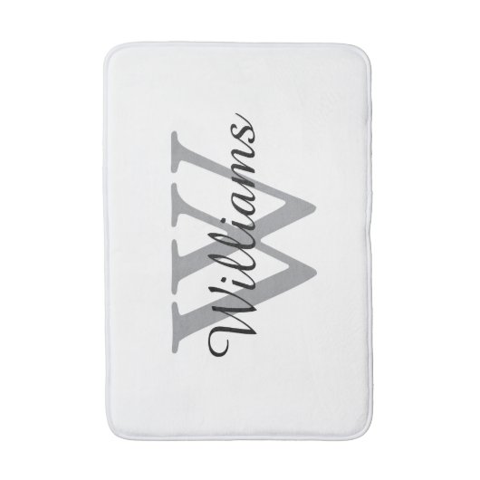 Elegante Monogram Script Naam Badmat (Voorkant Verticaal)
