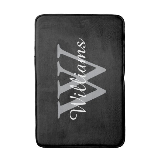 Elegante Monogram Script Naam Badmat (Voorkant Verticaal)