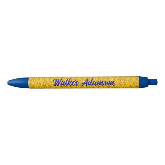 Elegante Monogram Script Naam, beste luxe goud Blauwe Inkt Pen (Voorkant)
