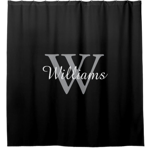 Elegante Monogram Script Naam Douchegordijn (Voorkant)