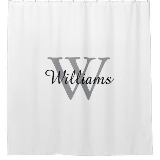 Elegante Monogram Script Naam Douchegordijn (Voorkant)
