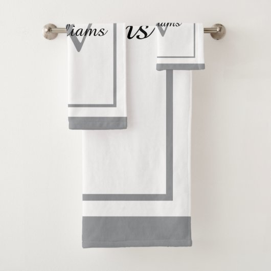 Elegante Monogram Script Naam Met Rand Bad Handdoek (Insitu)