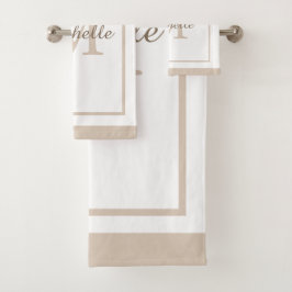 Elegante Monogram Script Naam Met Rand Bad Handdoek