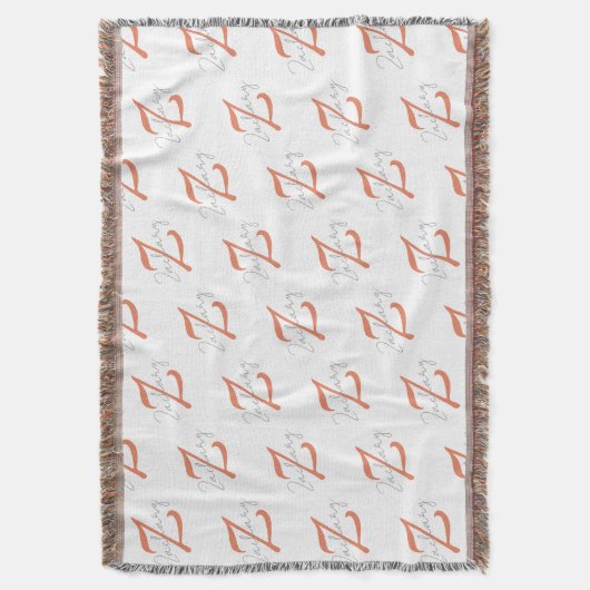 Elegante Monogram Script Naam Patroon Worpdeken Deken (Voorkant Verticaal)